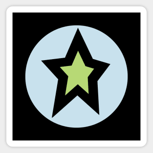 Small Green Star Light Blue Circle Graphic Magnet